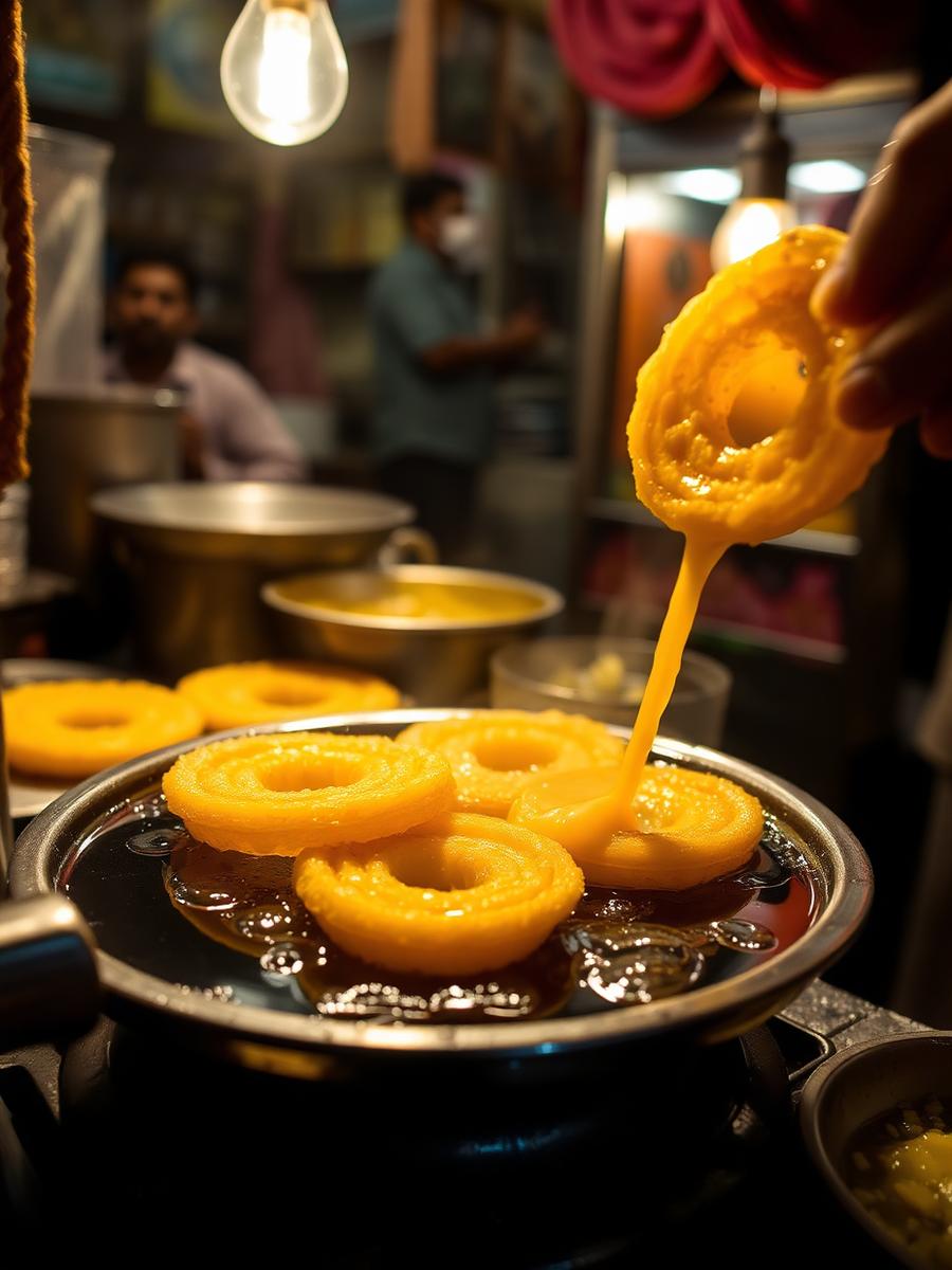Fresh jalebis being prepared